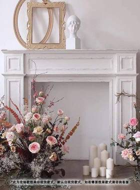 法式复木壁炉欧美式假黑白色壁炉装饰古实柜F97H75M9置物架民宿摄