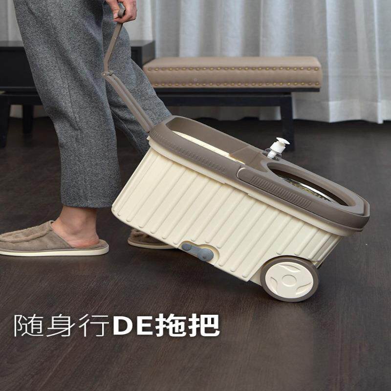 带轮旋动转拖把压桶免手洗懒无品牌/人拖把池自驱甩干双动手免踩