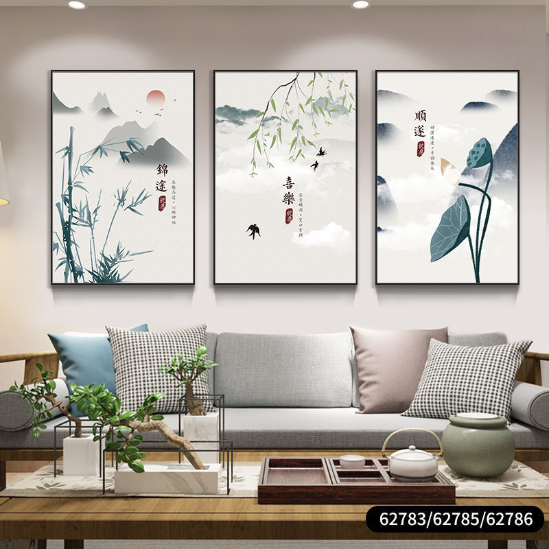 新中式客厅装饰画平安喜乐沙发背景墙创意福字葫芦百财壁画晶瓷图片
