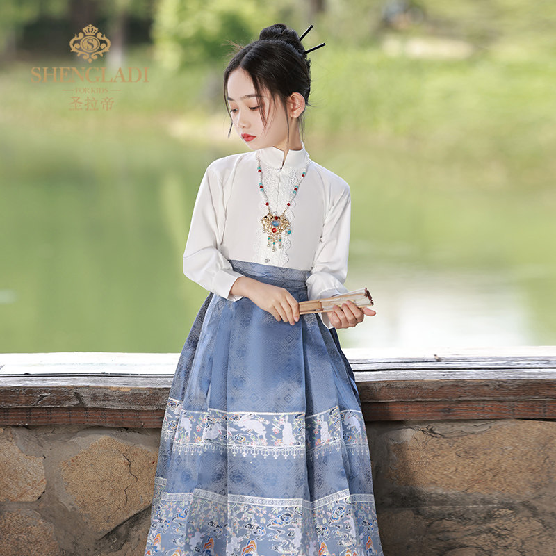 速发汉服童夏款儿童马面裙套装日常中国风公主裙国风半身裙古装夏