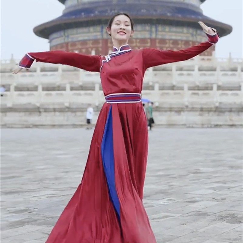 速发蒙古大摆裙舞蹈演出服学生艺考表演服装少数民族成人练功蒙族