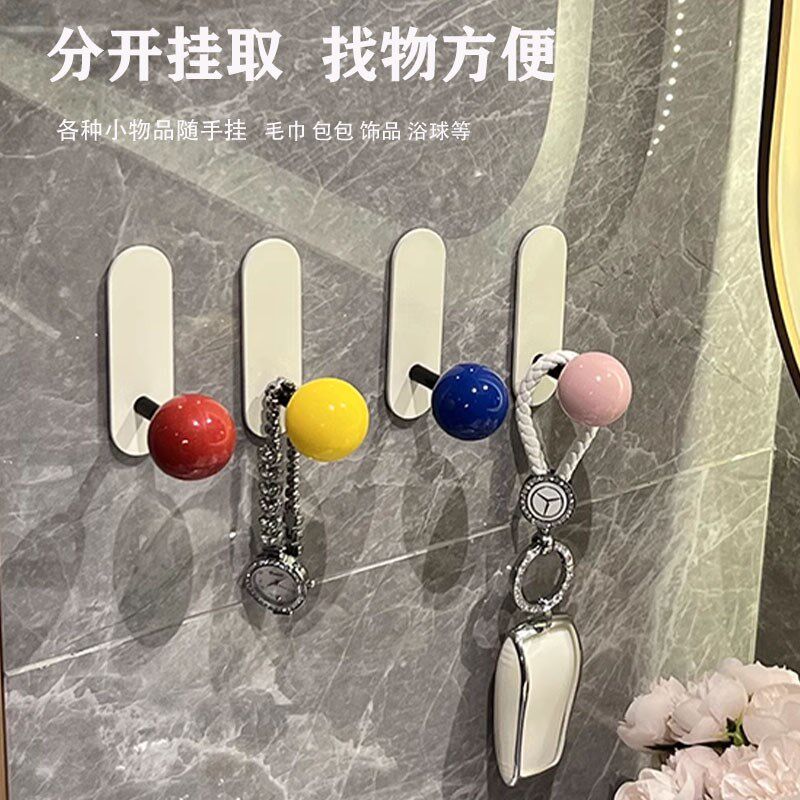 速发浴室挂钩免打孔强力粘贴门后卫生间墙壁粘胶创意壁挂毛巾粘钩