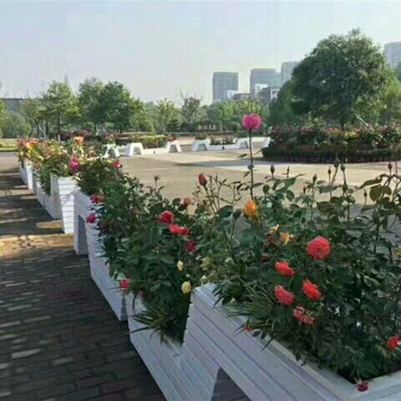 速发户外花箱pvc花槽花园市政道路隔离组合景观塑木护栏脸谱马槽