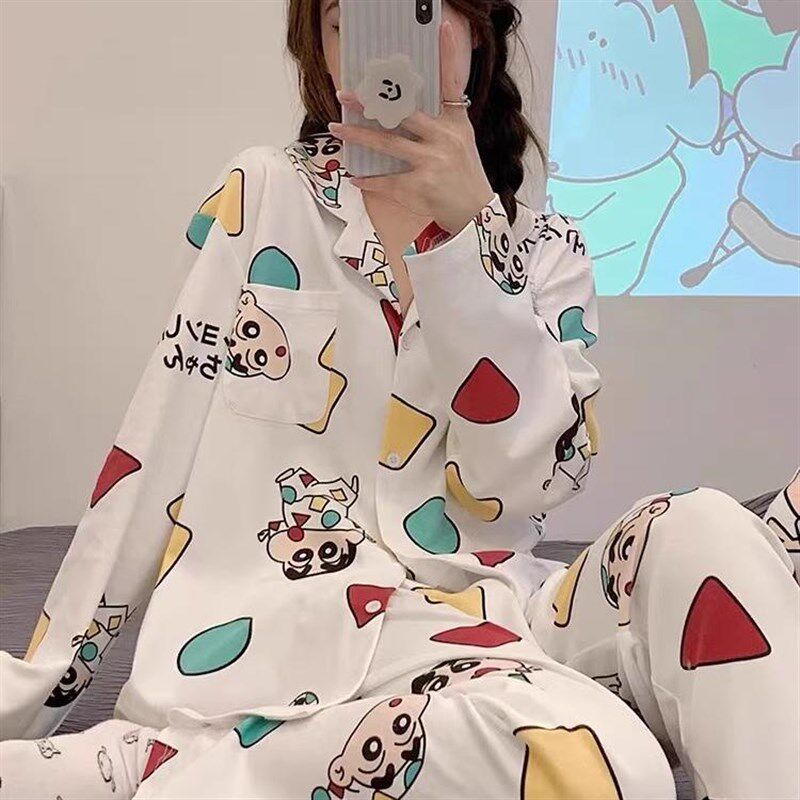 速发睡衣春长袖套装可爱学生休闲宽松家居服春