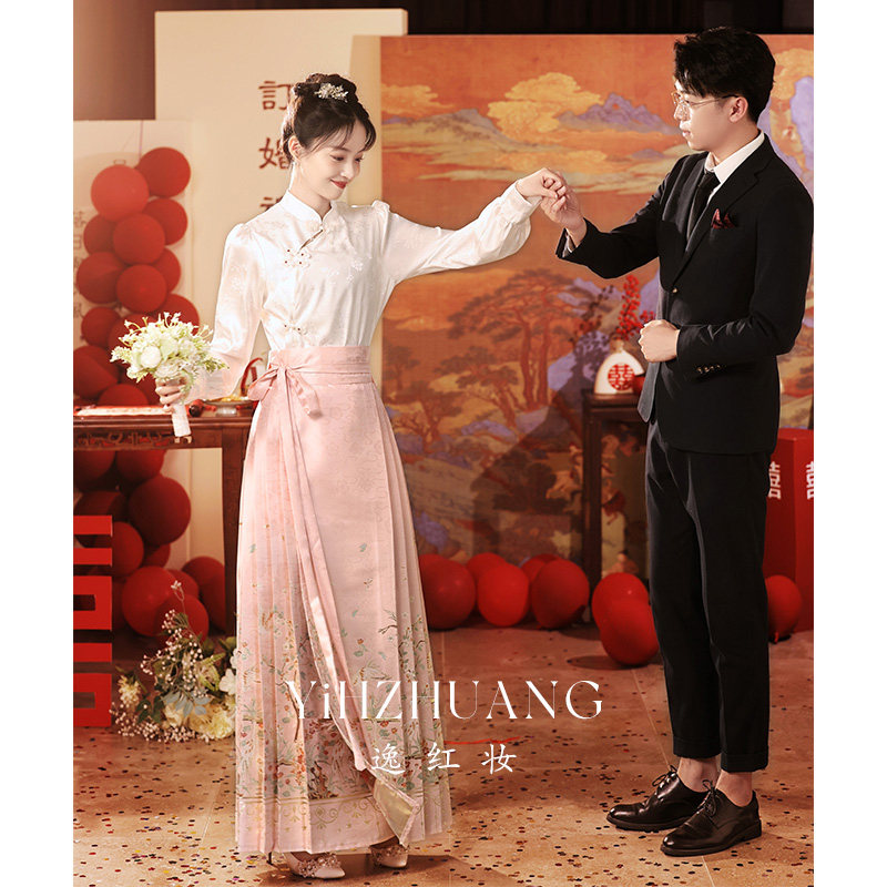 速发敬酒服新娘202新款旗袍改良马面裙订婚回门礼服平时可穿中式