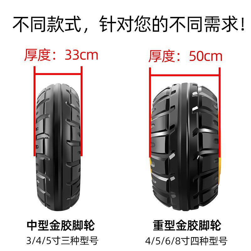 速发向轮单轮静音橡胶脚轮手推车寸4寸5寸6寸8寸重型拉车板车轱辘