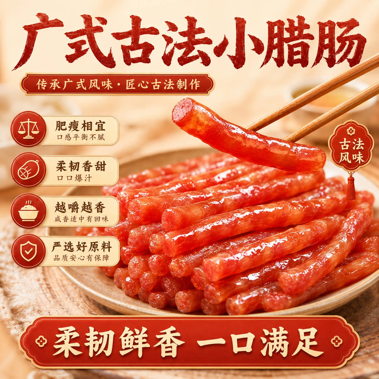 迷你广味小腊肠广式腊肠细腊肠甜味正宗四川火锅食材烧烤串小烤肠