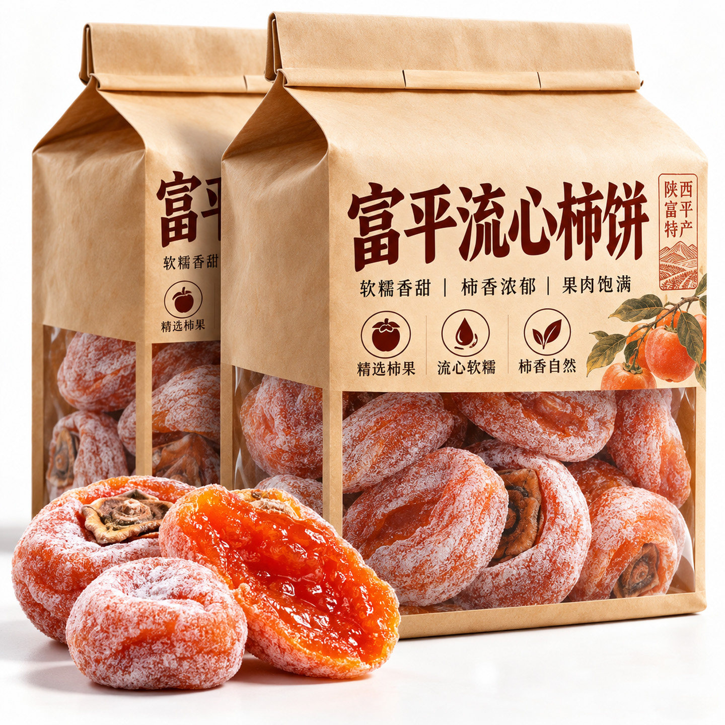 特级流心柿饼陕西富平官方旗舰店正宗广西流心柿子干独立包装冰柿