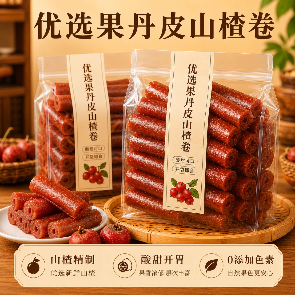 正宗老式山楂果丹皮山楂卷无糖无添加开胃解腻即食零食官方旗舰店