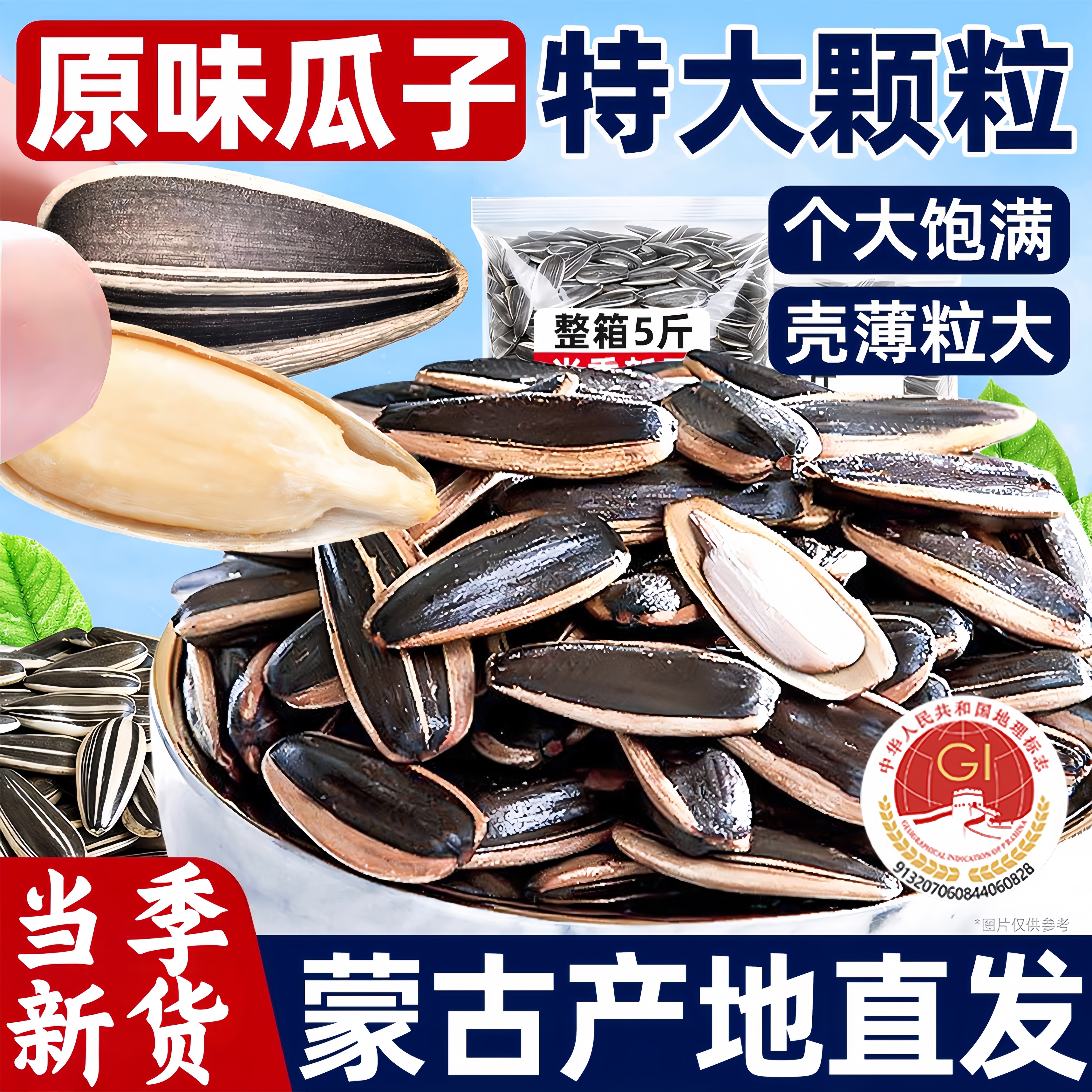 内蒙古363特大号原味瓜子葵瓜子2025新货大颗粒生葵花籽炒熟年货