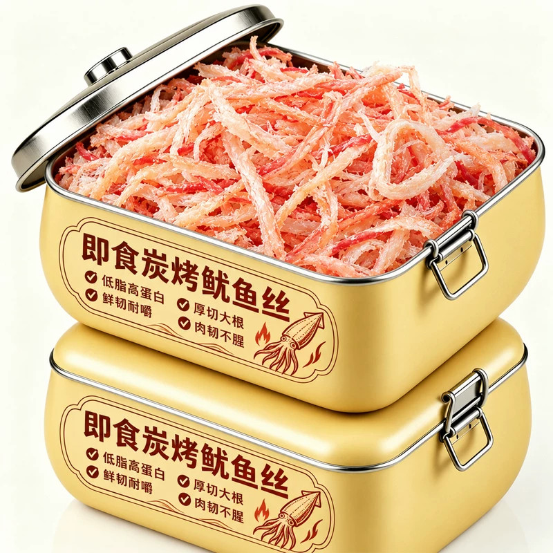 即食炭烤鱿鱼丝罐装零食厚切大根低脂高蛋白肉韧不腥鲜香休闲食品
