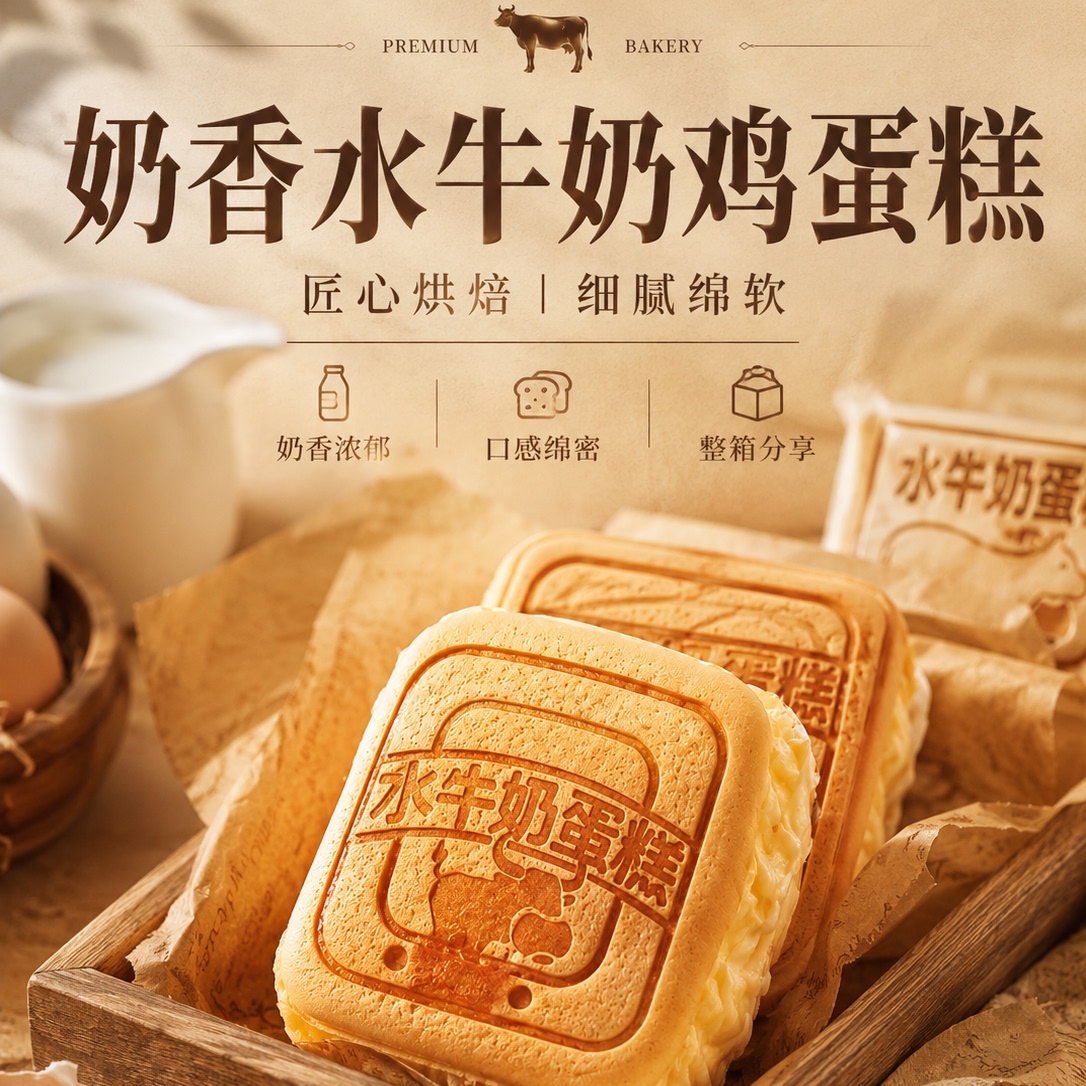 低糖水牛乳蛋糕面包无蔗糖孕妇代餐饱腹办公室下午茶早餐糕点整箱