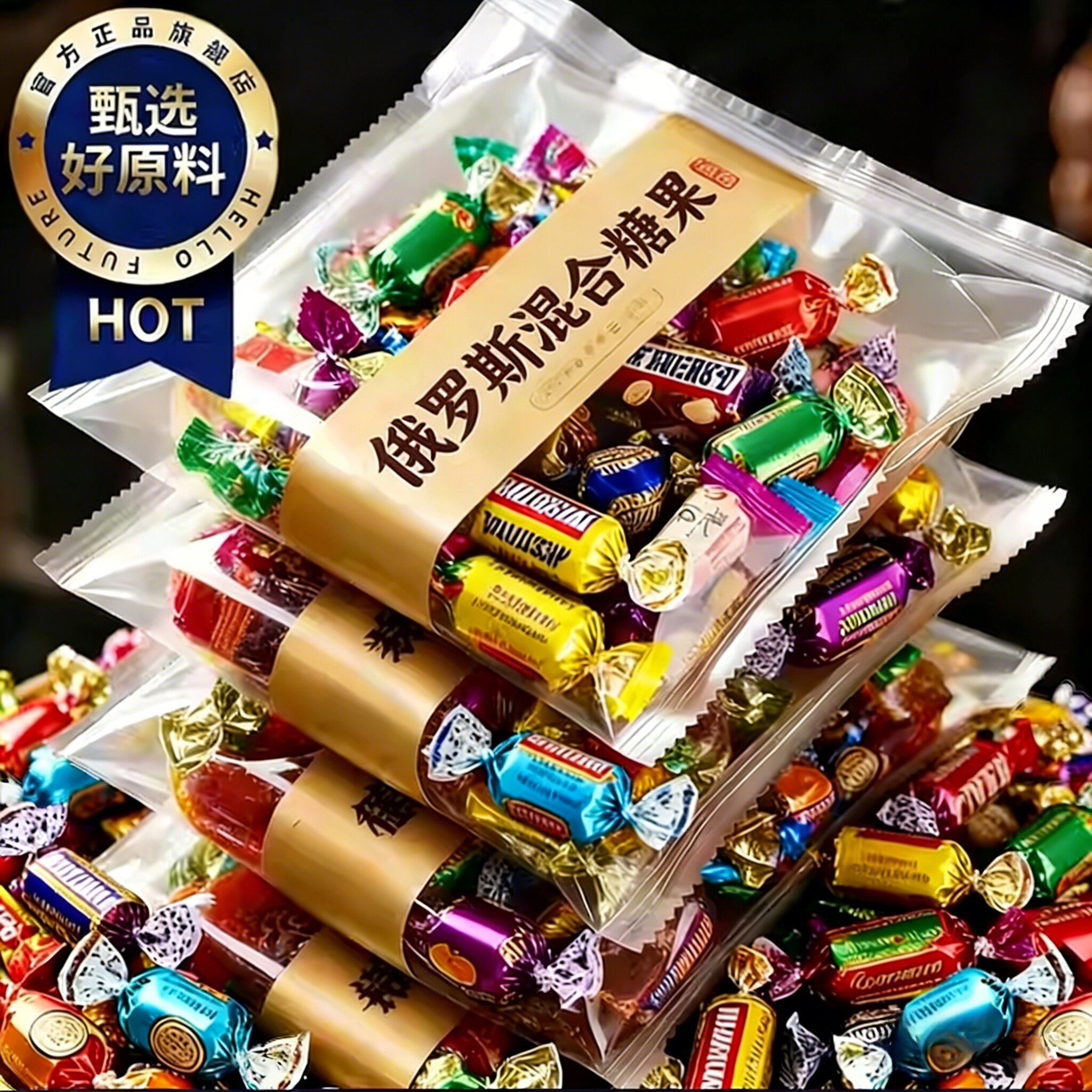 年货推荐！俄罗斯风味混合巧克力糖果紫皮糖原装进口零食官方旗舰