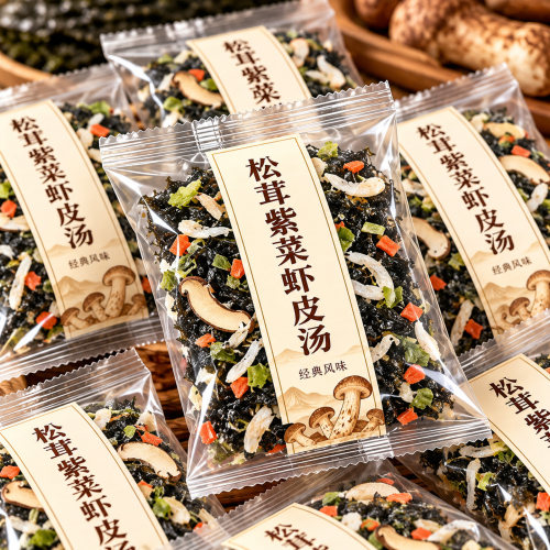 松茸紫菜蛋花裙带菜虾皮汤包速食
