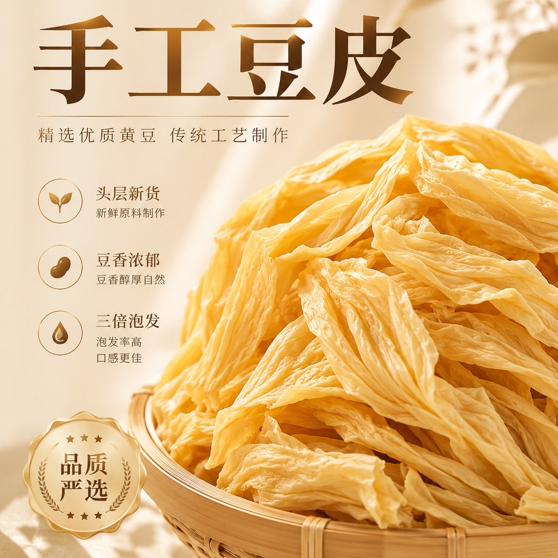 云南农家手工无盐无油干豆皮丝图片