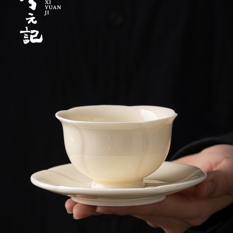羊脂玉瓷花瓣主人杯单杯陶瓷茶杯高档个人专用女士V品茗杯单个茶,餐饮具,茶杯,淘宝优惠券,粉丝福利购,淘宝优惠卷