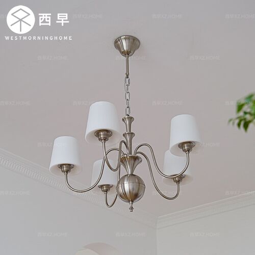 西早 法式中古卧室吊灯 复古简约美式餐厅书房客W厅设计师灯具