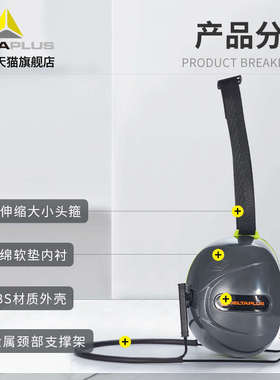 代尔塔103011专业工业级隔音耳罩颈戴款工厂降噪防噪音耳机护耳器