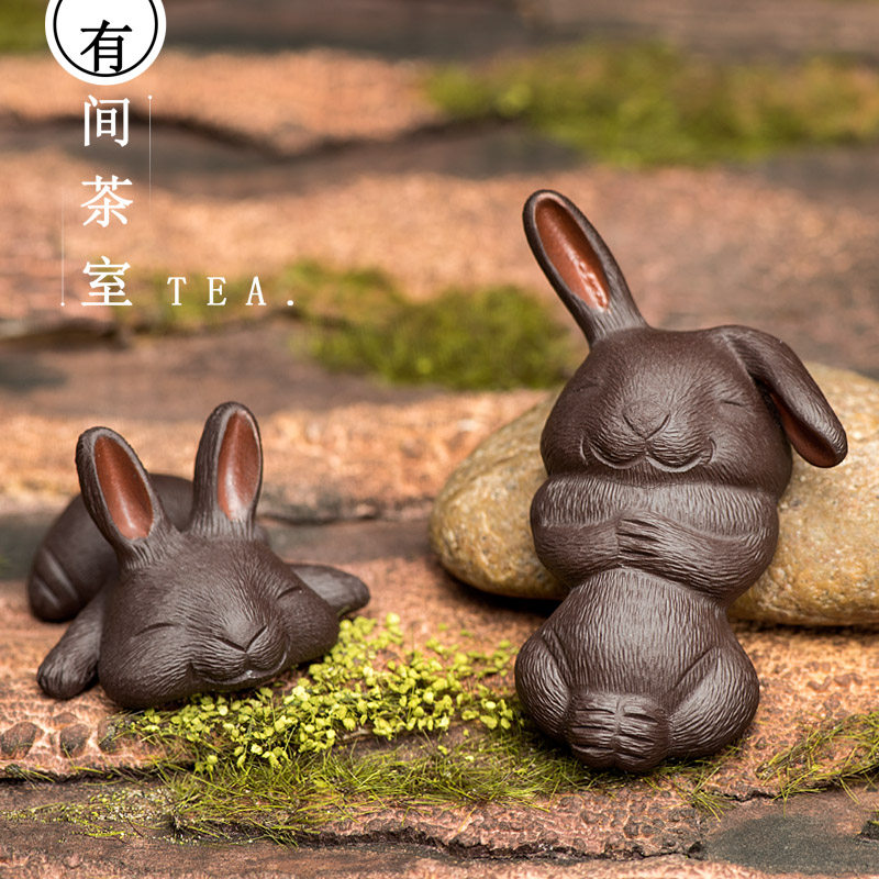 茶宠宜兴a紫砂可养萌小兔雕塑可爱小兔子茶玩生肖兔茶盘家居装饰,餐饮具,茶宠摆件,淘宝优惠券,粉丝福利购,淘宝优惠卷