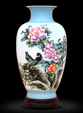 景德镇陶瓷器新中式花瓶客厅x摆件家居玄关电视柜装饰品瓷瓶摆设