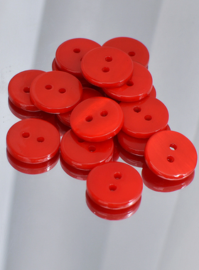 天然贝壳纽扣大红色贝壳扣子两眼平面珍珠贝河贝钮扣衬衫衬衣外套