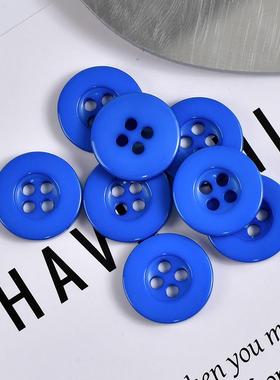 蓝色四眼扣职业衬衫针织衫护士劳保工作服装宽边四眼树脂纽扣子