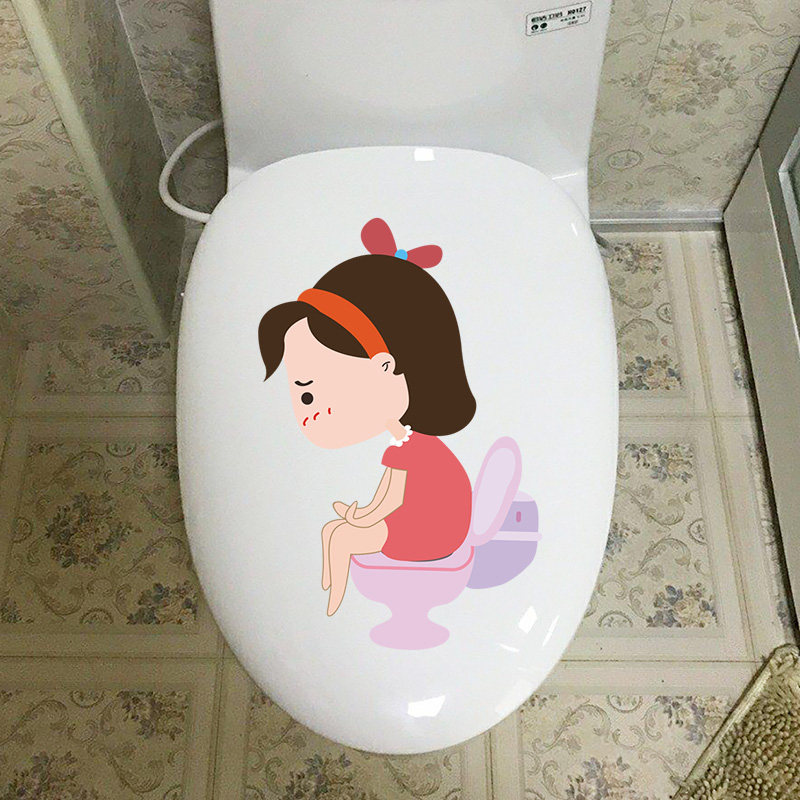 速发卫生间创意马桶贴画装饰厕所搞笑可盖个性防马坐便水桶爱贴纸