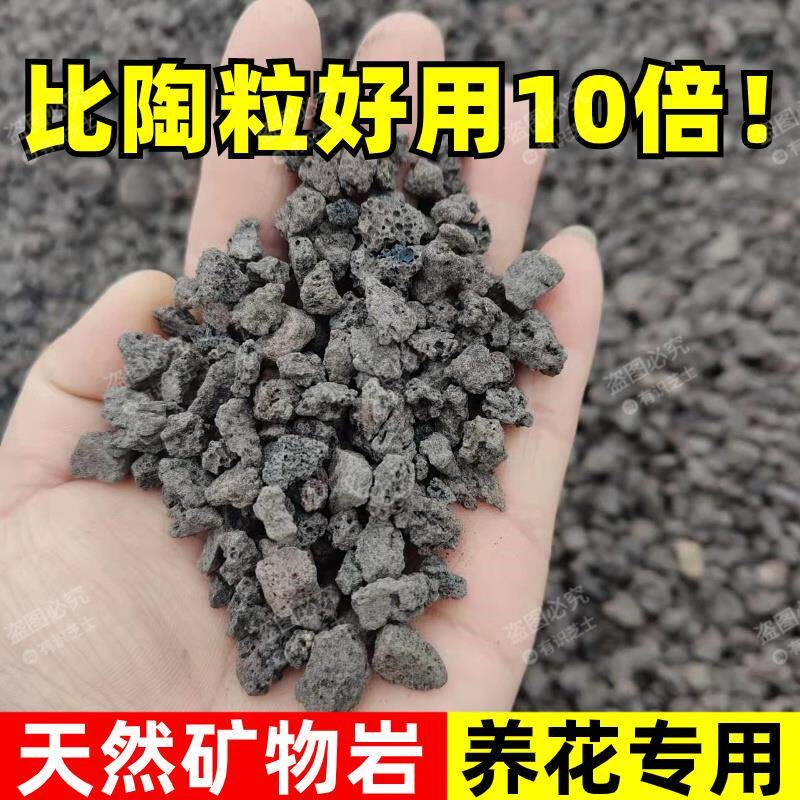 速发微酸矿物岩颗粒土养花专用小石子兰花铺面黑色火山石酸性盐土