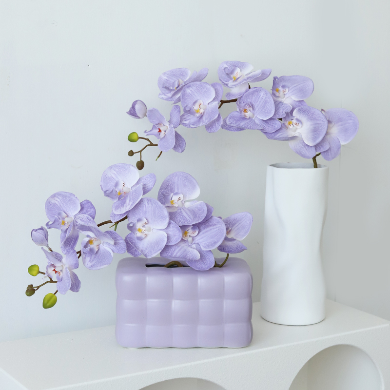 速发法式轻奢蝴蝶花花餐支客厅假花摆设单桌插兰桌面花艺装饰摆件