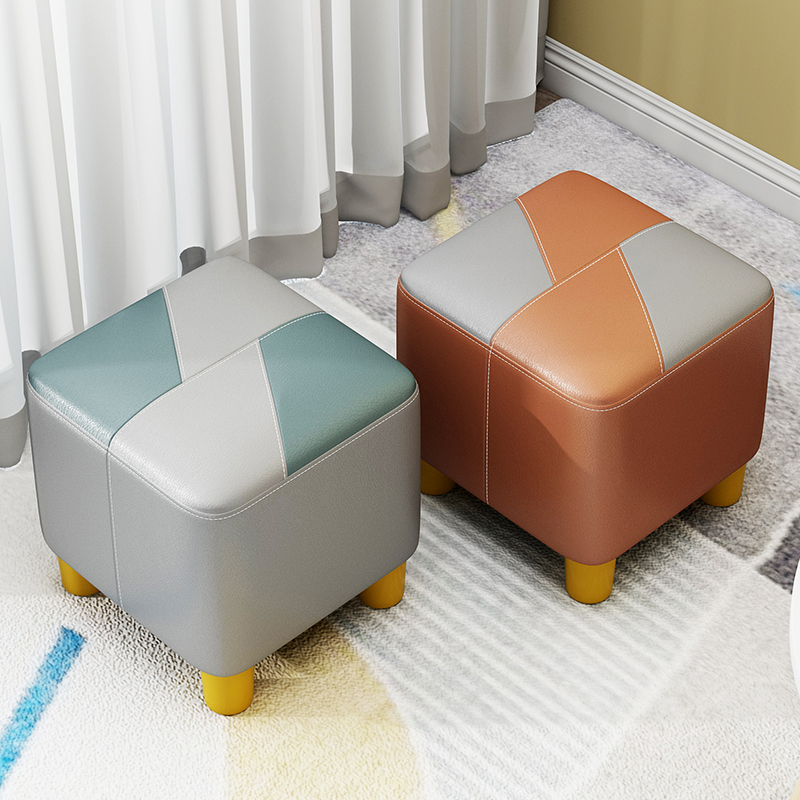 速发凳凳子家用简约换鞋凳小木凳厅客沙发小拼色小板凳矮凳子