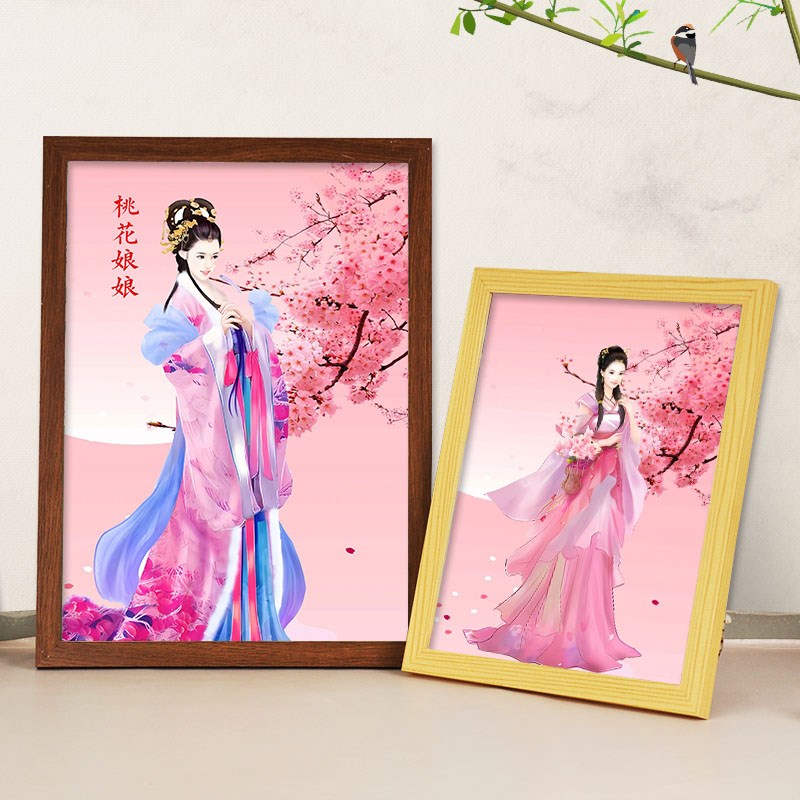 速发桃花娘娘装饰画桃花厅桌面摆件堂台仙子客运玄关摆口供奉挂画
