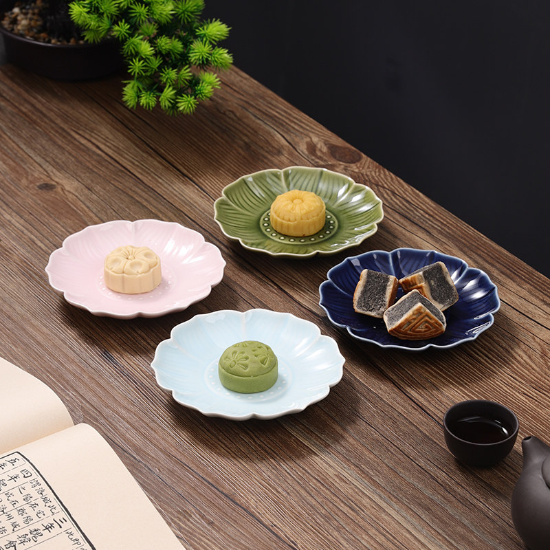 速发中式青莲陶瓷子碟小围炉煮茶古风茶点盘装干果盘下午茶点心盘