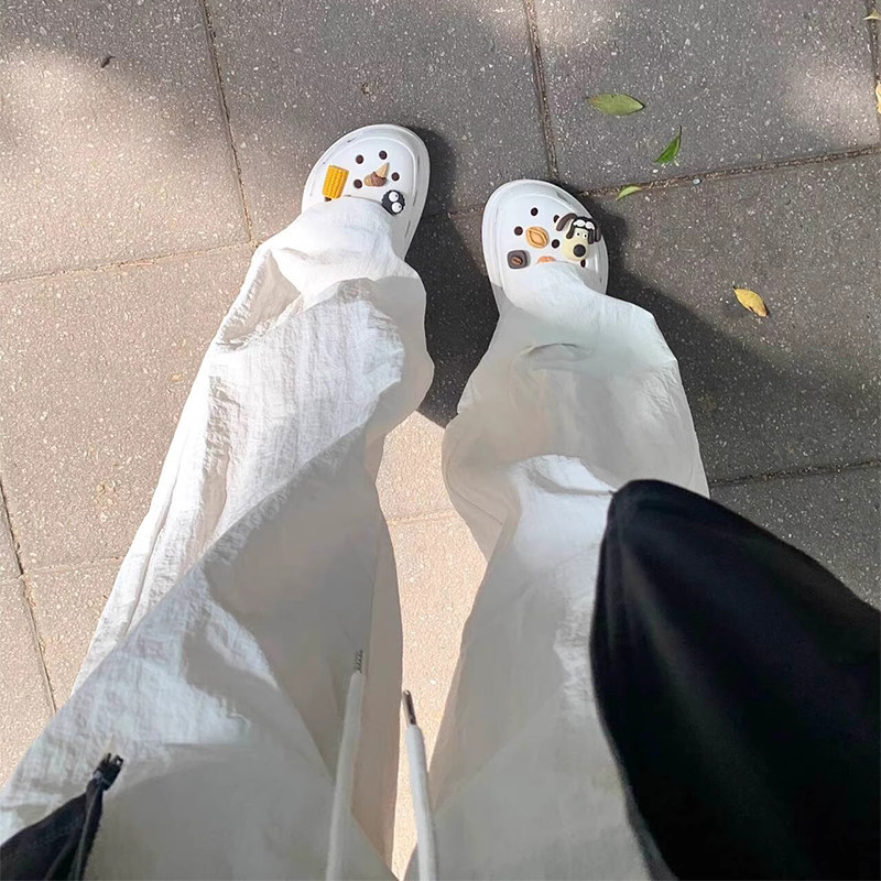 速发美式0古白色直筒工装裤夏季2复24新款宽松休闲运动阔腿裤薄