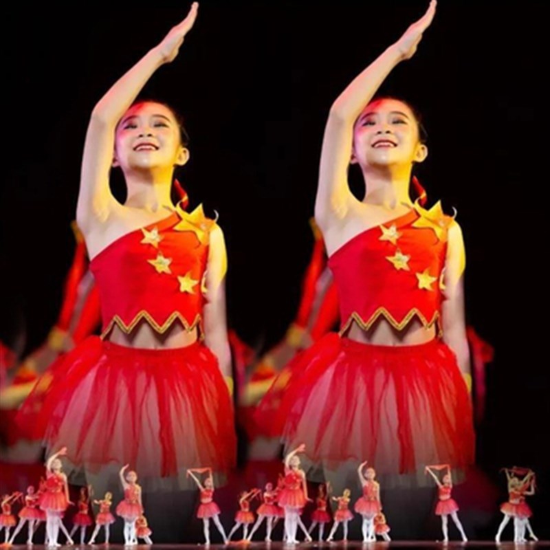 速发儿童合唱服幼儿园我红领巾舞蹈服男爱你中国儿童演出服歌祖唱