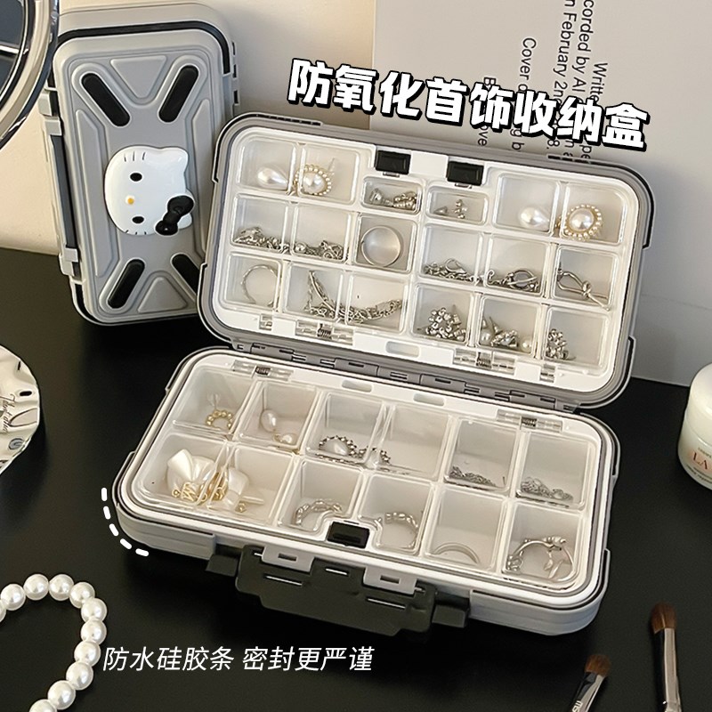 速发防氧化首饰收纳盒耳容式发夹项链大环便携量整理箱耳钉饰品盒