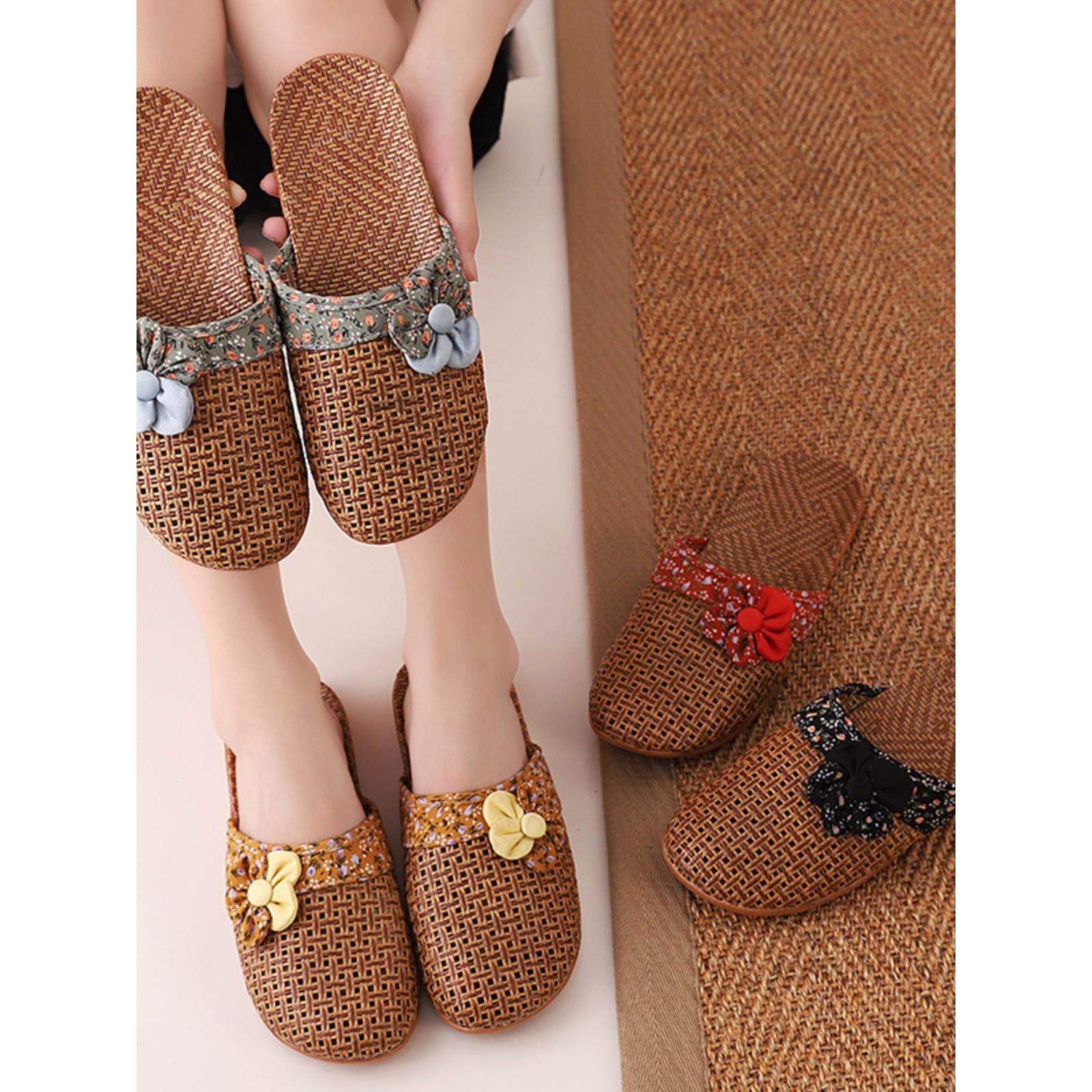 速发家季席编凉鞋亚麻拖鞋居家木地板情侣夏居草竹室内凉拖鞋男