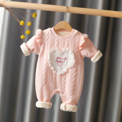 速发新生婴儿连童衣加绒秋儿双层夹棉保暖宝宝服装婴体服饰幼冬冬