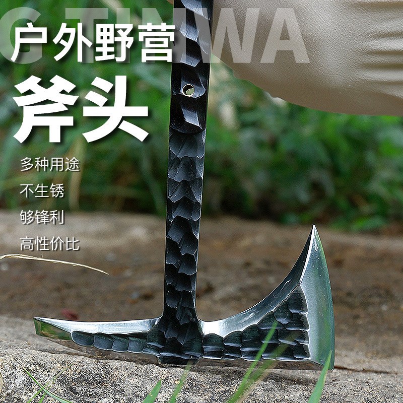 速发战斧 户外野营锻打斧头开山刃战术斧头刀防身生存劈柴营地工