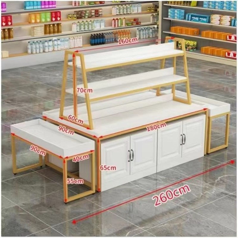 速发超市中岛展文台化妆示展柜便利店多层流水台母婴品具堆头货架