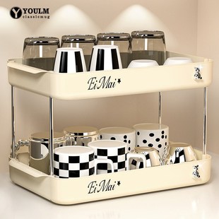 速发纳子收杯置物架餐桌杯架高级感轻奢茶杯咖啡杯水托架沥水杯盘