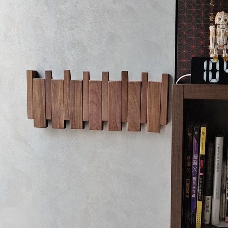 速发实服挂钩玄关墙上免打孔衣木排钩创意琴键入户进门墙木壁质衣