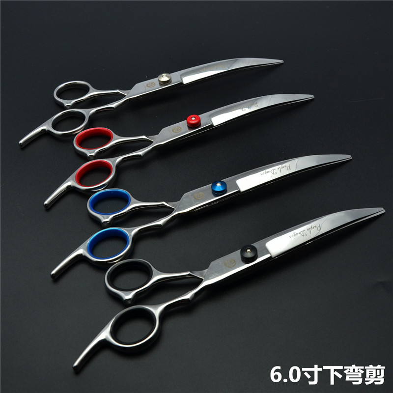 速发6.4寸电镀剪刀0弯剪翘剪平剪刀下色工具