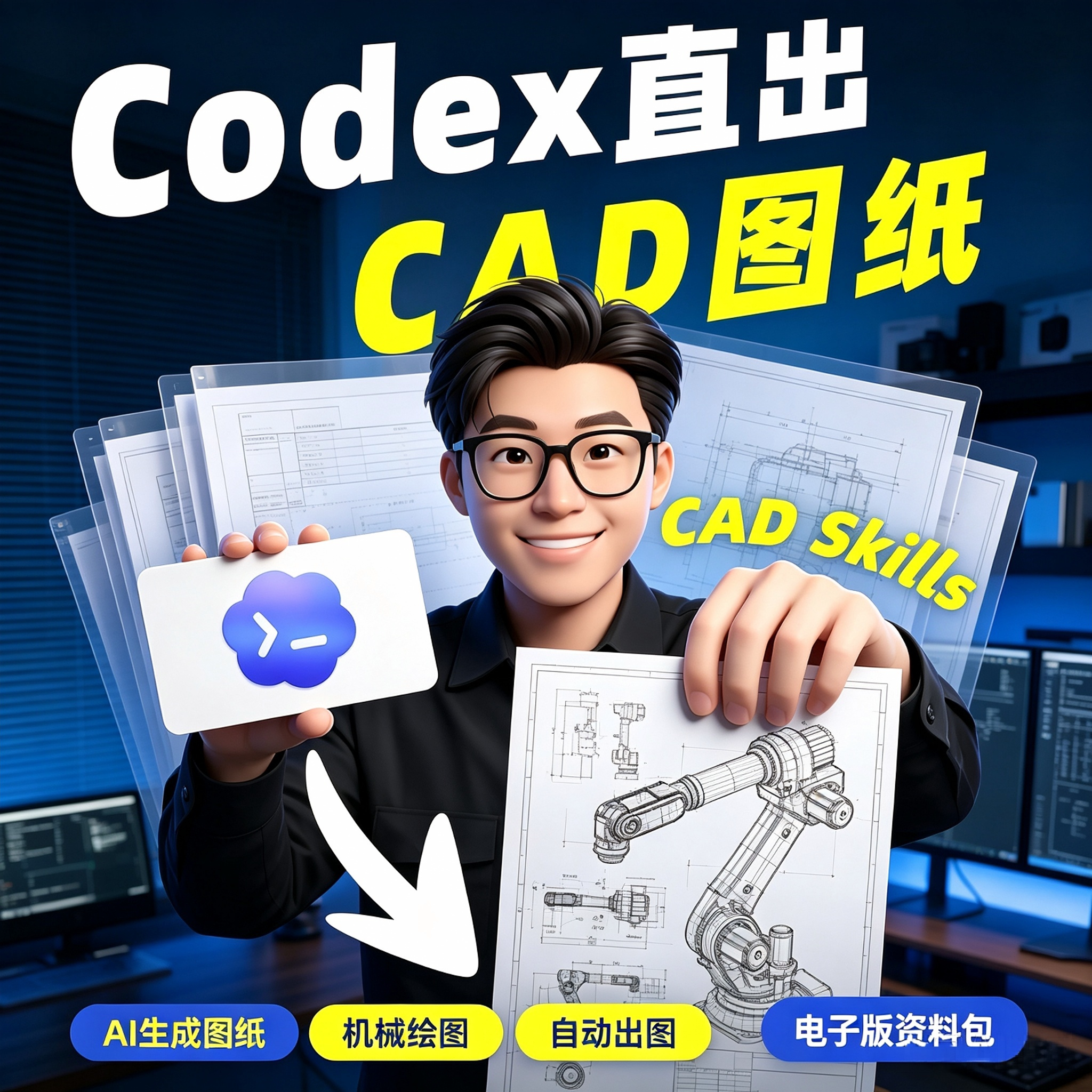 Codex直出CAD机械图纸教程AI自动绘图机械设计实操电子版资料包图片