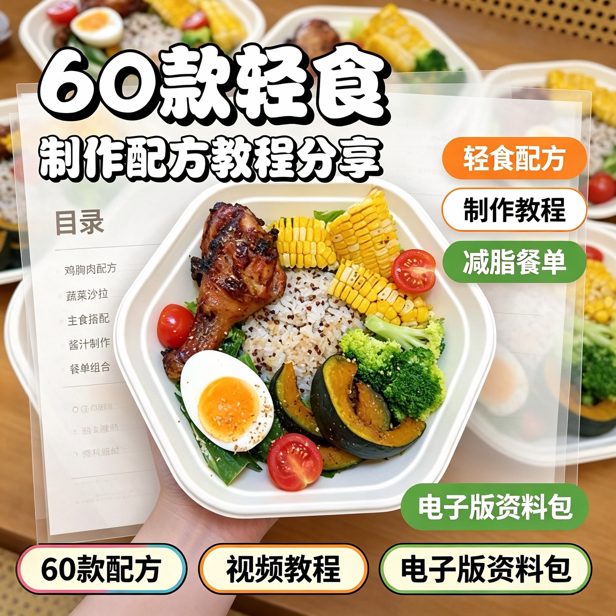 60款轻食配方教程健康餐单主食酱汁搭配制作视频电子版资料包