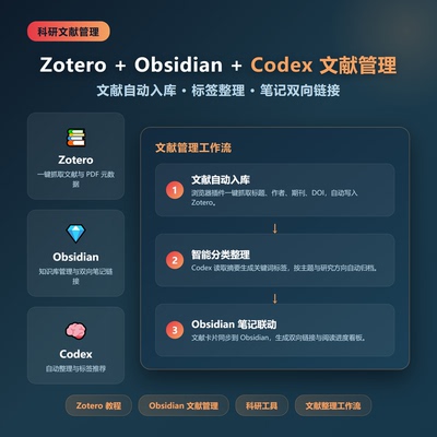 Zotero+Obsidian+Codex文献管理工作流科研文献入库双向链接教程