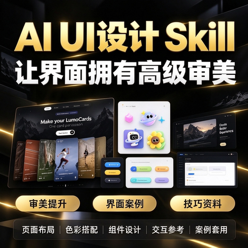 AI UI设计实操资料界面布局色彩组件交互案例审美提升教程