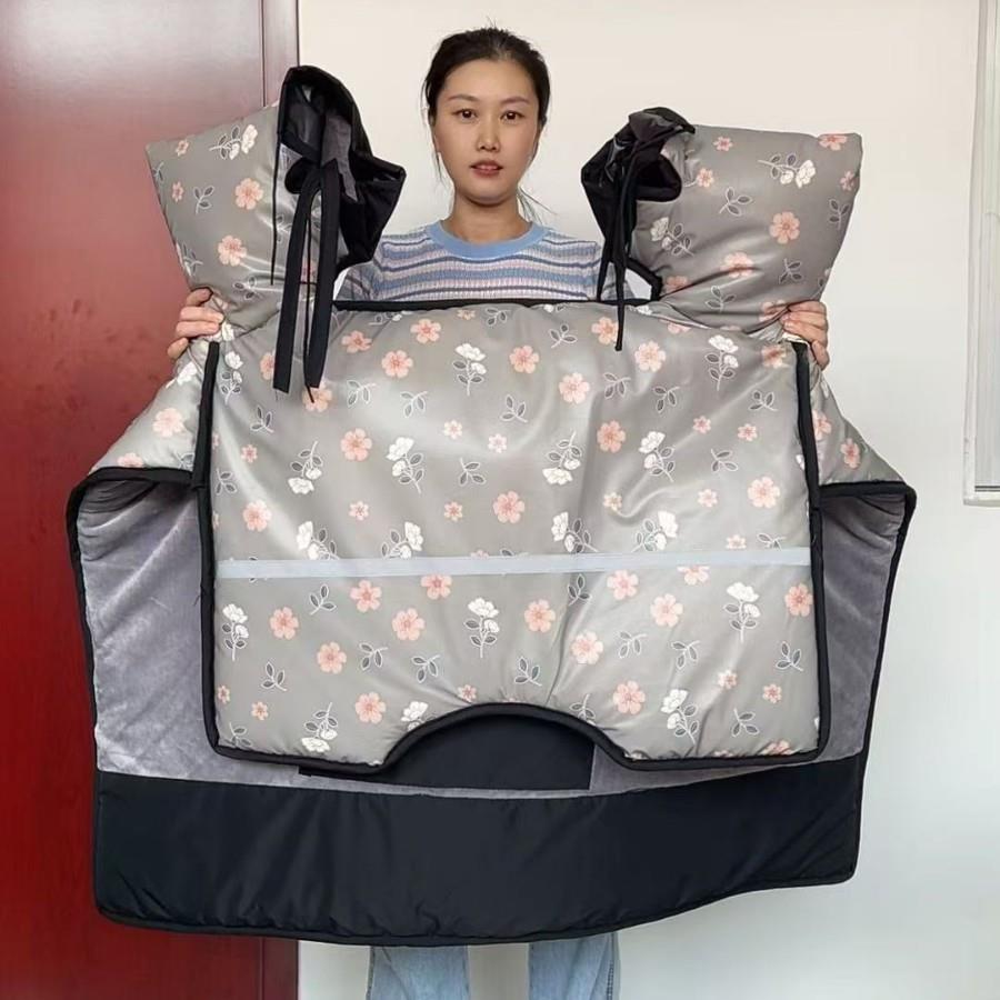 挡风被电动车冬季加绒加厚全包斗篷式电瓶摩托车防风防水加厚保暖