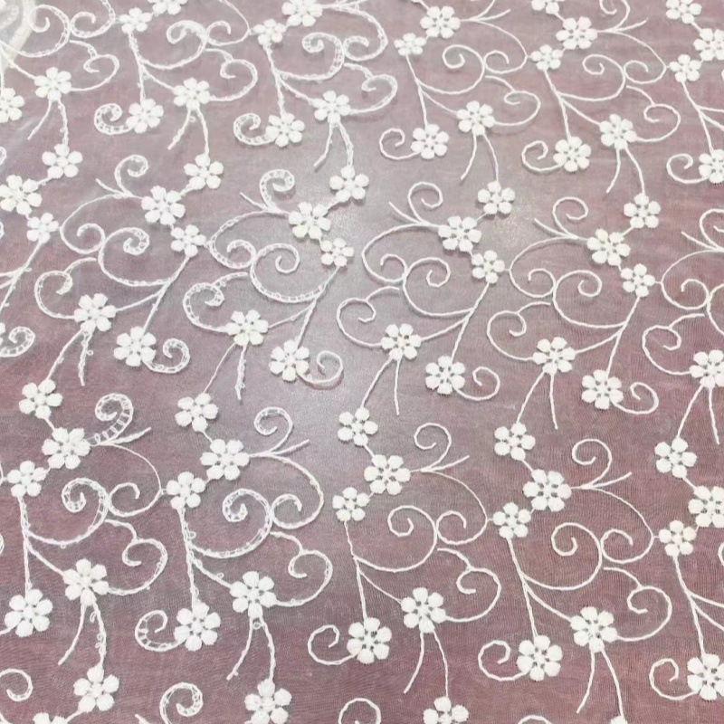 新款欧根纱棉线绣花蕾丝水溶花边女装连衣裙桌布婚纱汉服现货布料