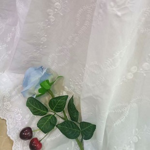纯白无打孔刺绣棉布料床品布艺刺绣绣花布窗帘婚纱服装 新品 面料
