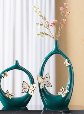 北欧轻奢ins花瓶电视柜客厅家居装饰摆件 仿真花假花花瓶跨境